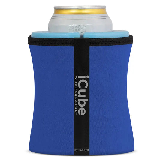 Blue iCube Wrapsulator instant chiller for regular 12oz canned beverages by CaddyO