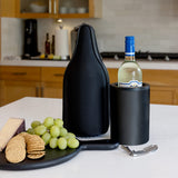 Wine bottle in iceless wine chiller with CaddyO wine tote