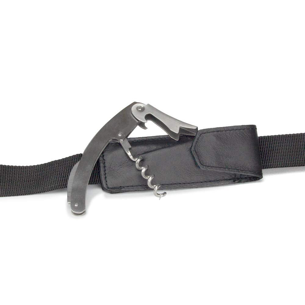 Sommelier wine bottle opener with genuine leather carrying pouch by CaddyO