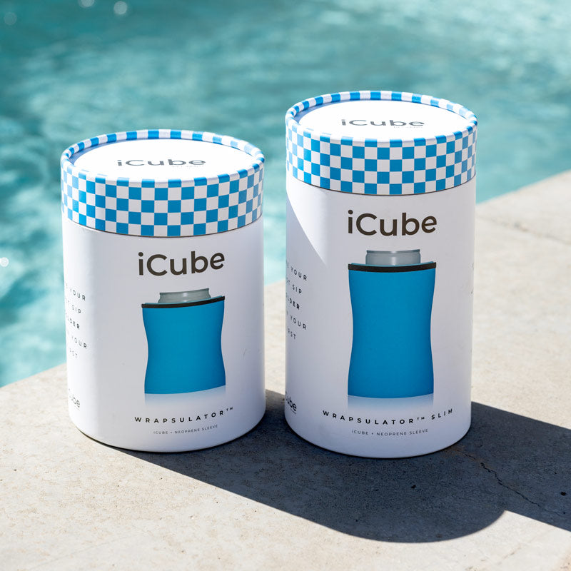 iCube Wrapsulator retail packaging by a poolside