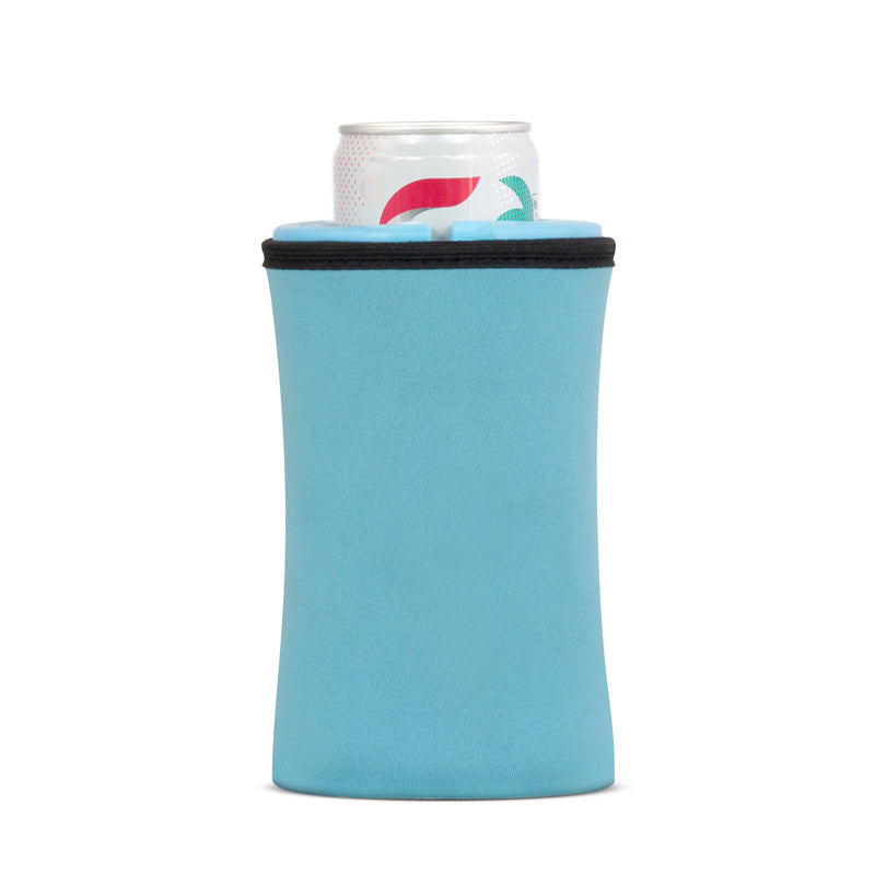 Blue iCube Wrapsulator instant beverage chiller, designed for 12oz slim cans and bottles.